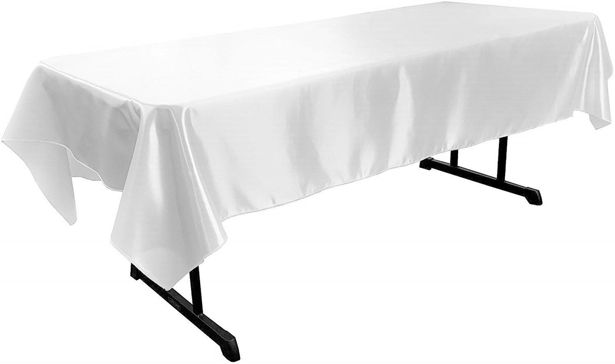 Polyester Bridal Satin Fabric - Solid Color, 58" X 72" Rectangular Tablecloth (1 Piece)