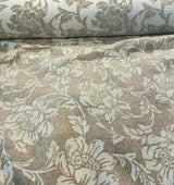 Ambience Linen Chenille Upholstery Fabric - Antique Brown Floral On Beige, 56" Width (1 Yard)