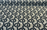 Chain Links Slate M10905 Chenille Fabric - Slate Gray With Beige And Hint Of Gold Background, 58" Width (1 Yard)