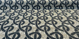 Chain Links Slate M10905 Chenille Fabric - Slate Gray With Beige And Hint Of Gold Background, 58" Width (1 Yard)
