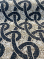 Chain Links Slate M10905 Chenille Fabric - Slate Gray With Beige And Hint Of Gold Background, 58" Width (1 Yard)