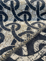 Chain Links Slate M10905 Chenille Fabric - Slate Gray With Beige And Hint Of Gold Background, 58" Width (1 Yard)