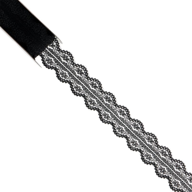 Jessica Lace Ribbon 1 '' X 10 yd - Black Color 1 / ROLL