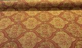 Artifact Red Garnet M8982 Barrow Jacquard Brocade Fabric - Red, Antique Gold, Taupe Jacquard Brocade, 25,000 Double Rubs (1 Yard)