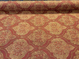 Artifact Red Garnet M8982 Barrow Jacquard Brocade Fabric - Red, Antique Gold, Taupe Jacquard Brocade, 25,000 Double Rubs (1 Yard)