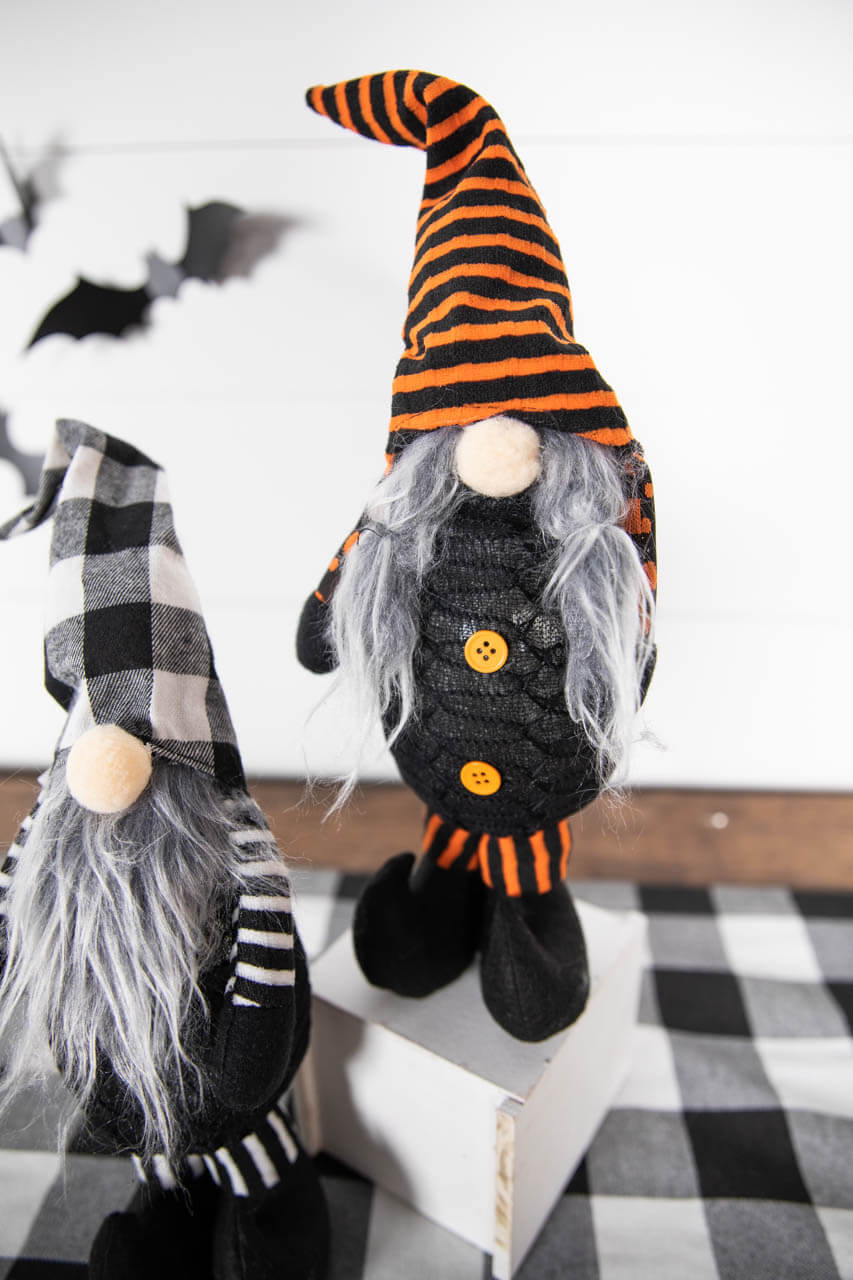 16” B/O Lighted Fabric Standing Halloween Gnome