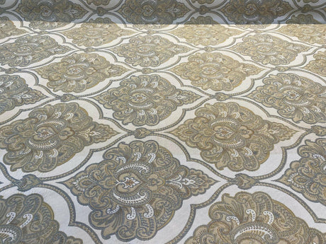 Artifact Pearl Beige M8982 Barrow Jacquard Brocade Fabric - Beige Antique Design, 13-1/2" Horizontal Repeat, 8-3/4" Vertical Repeat (1 Yard)