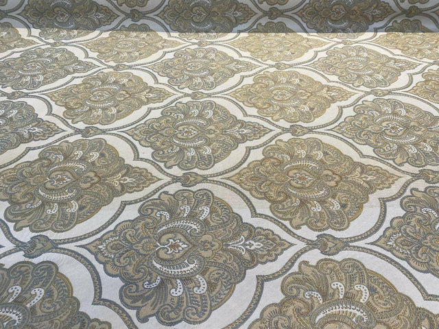 Artifact Pearl Beige M8982 Barrow Jacquard Brocade Fabric - Beige Antique Design, 13-1/2" Horizontal Repeat, 8-3/4" Vertical Repeat (1 Yard)