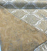 Artifact Pearl Beige M8982 Barrow Jacquard Brocade Fabric - Beige Antique Design, 13-1/2" Horizontal Repeat, 8-3/4" Vertical Repeat (1 Yard)