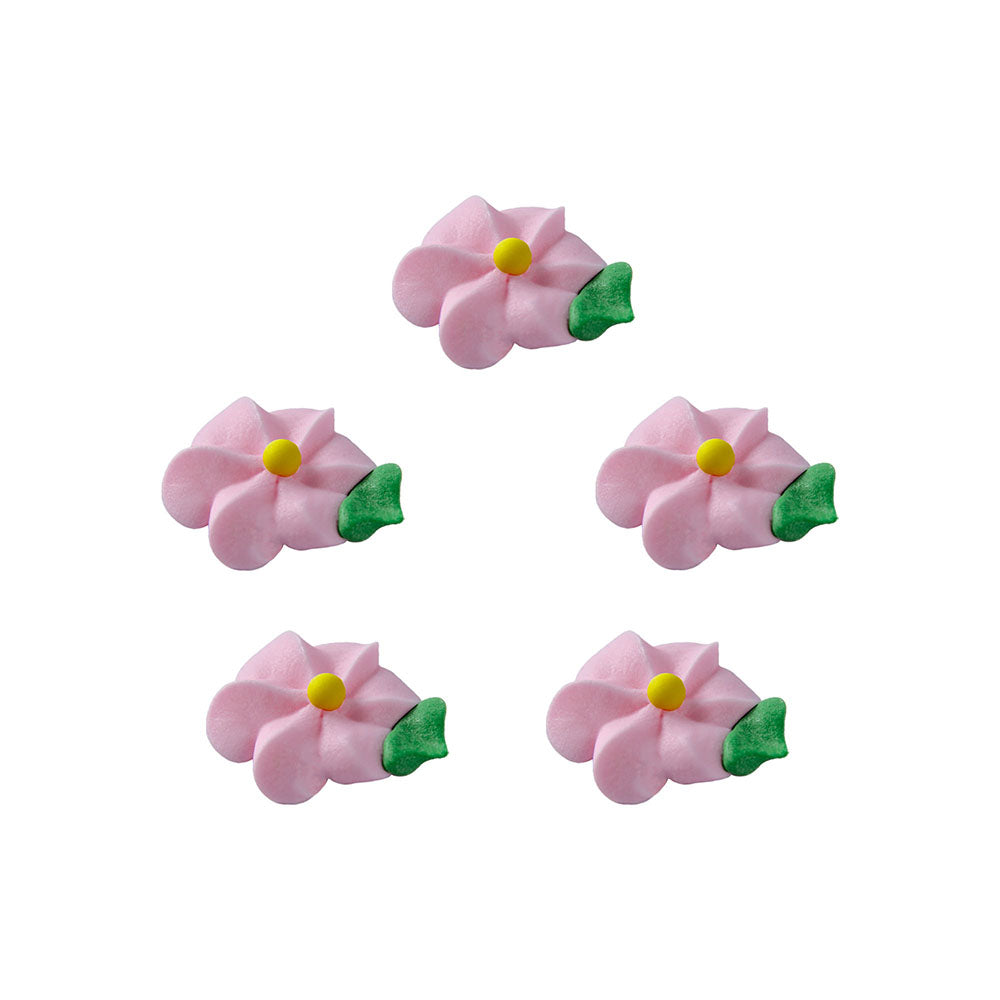 O'Creme Pink Royal Icing Swirl Flowers, Set of 15