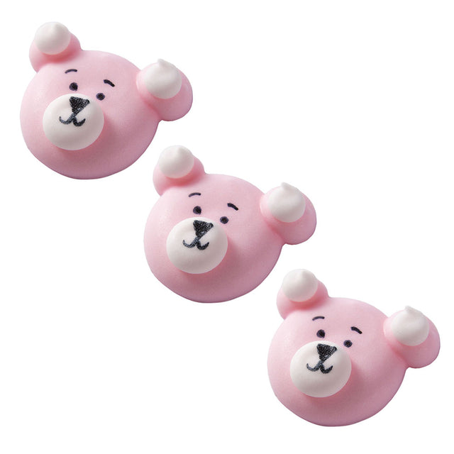 O'Creme Pink Teddy Bear Royal Icing Decorations, Set of 12
