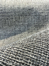 Rhapsody Onyx Latex Backed Chenille Tweed Upholstery Fabric - Onyx Black, White/Offwhite, Textured Tweed Feel, 55" Width (1 Yard)