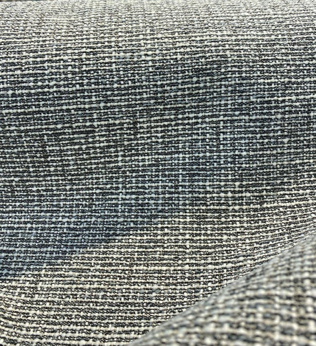 Rhapsody Onyx Latex Backed Chenille Tweed Upholstery Fabric - Onyx Black, White/Offwhite, Textured Tweed Feel, 55" Width (1 Yard)