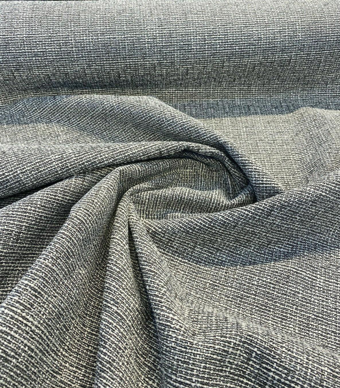 Rhapsody Onyx Latex Backed Chenille Tweed Upholstery Fabric - Onyx Black, White/Offwhite, Textured Tweed Feel, 55" Width (1 Yard)