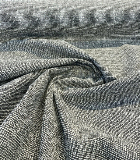 Rhapsody Onyx Latex Backed Chenille Tweed Upholstery Fabric - Onyx Black, White/Offwhite, Textured Tweed Feel, 55" Width (1 Yard)