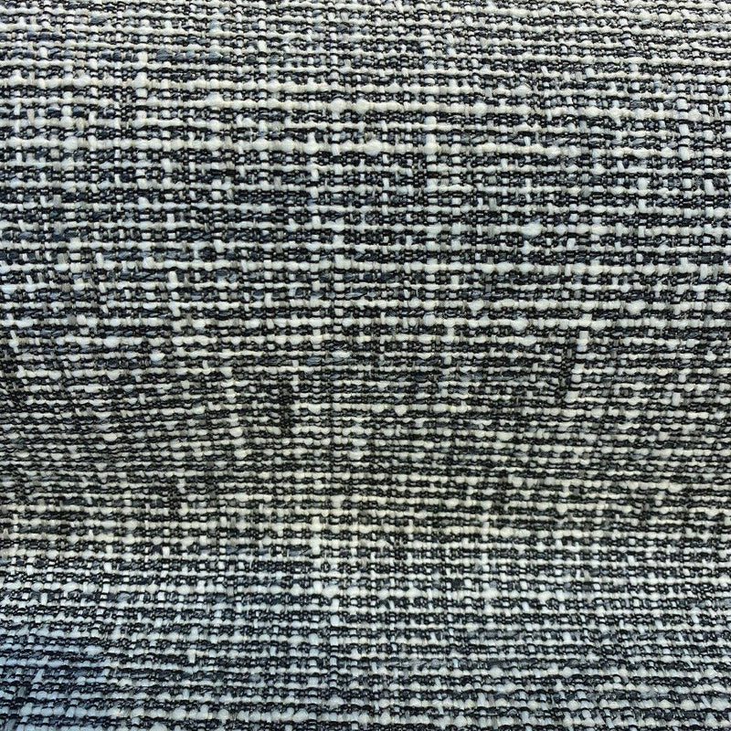 Rhapsody Onyx Latex Backed Chenille Tweed Upholstery Fabric - Onyx Black, White/Offwhite, Textured Tweed Feel, 55" Width (1 Yard)