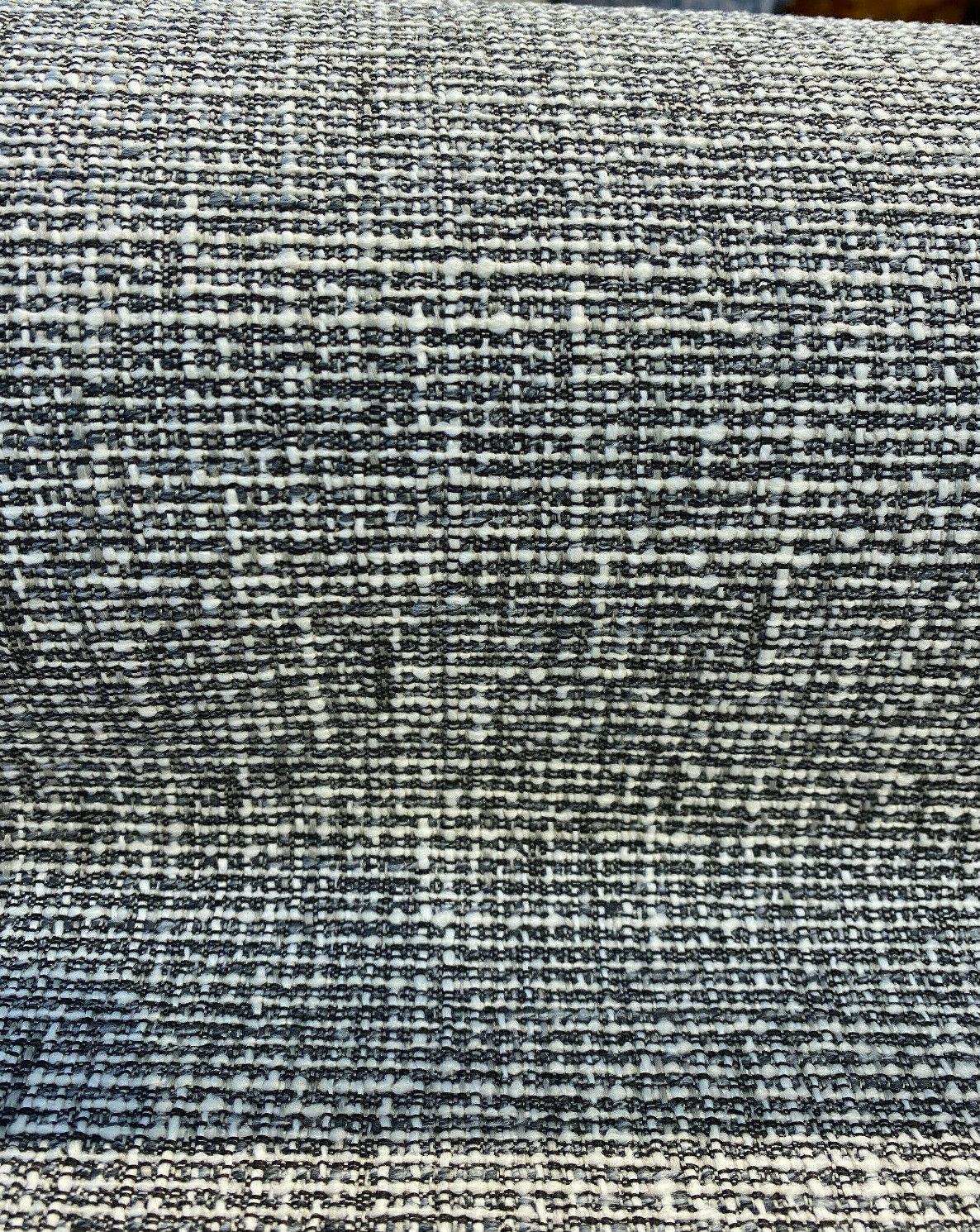 Rhapsody Onyx Latex Backed Chenille Tweed Upholstery Fabric - Onyx Black, White/Offwhite, Textured Tweed Feel, 55" Width (1 Yard)