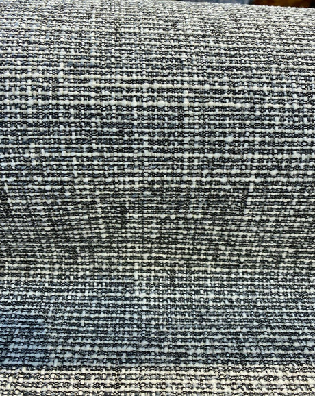 Rhapsody Onyx Latex Backed Chenille Tweed Upholstery Fabric - Onyx Black, White/Offwhite, Textured Tweed Feel, 55" Width (1 Yard)