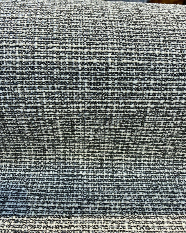 Rhapsody Onyx Latex Backed Chenille Tweed Upholstery Fabric - Onyx Black, White/Offwhite, Textured Tweed Feel, 55" Width (1 Yard)