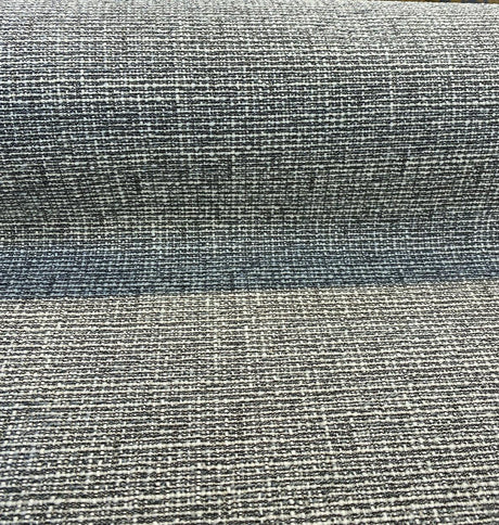 Rhapsody Onyx Latex Backed Chenille Tweed Upholstery Fabric - Onyx Black, White/Offwhite, Textured Tweed Feel, 55" Width (1 Yard)
