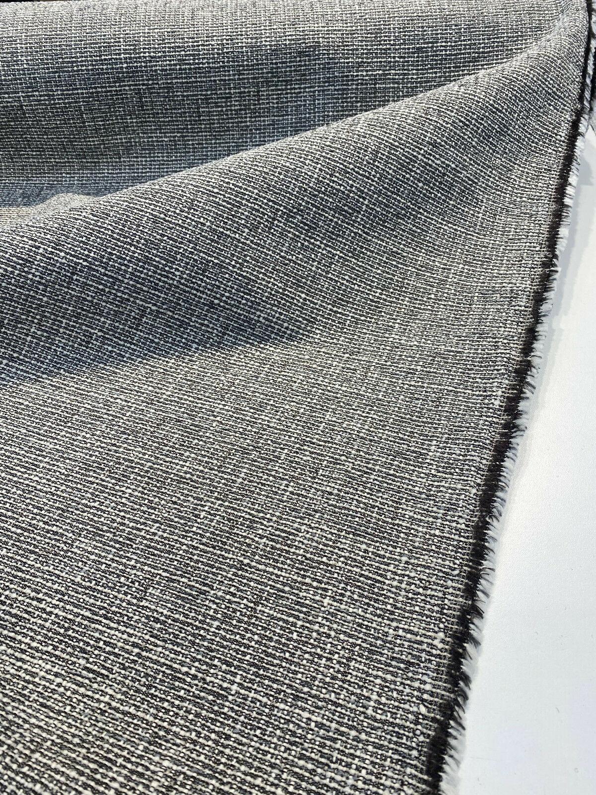 Rhapsody Onyx Latex Backed Chenille Tweed Upholstery Fabric - Onyx Black, White/Offwhite, Textured Tweed Feel, 55" Width (1 Yard)