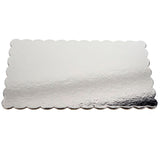 Silver Scalloped Log Cake Boards, 11.75" x 6.5" - Pack of 5