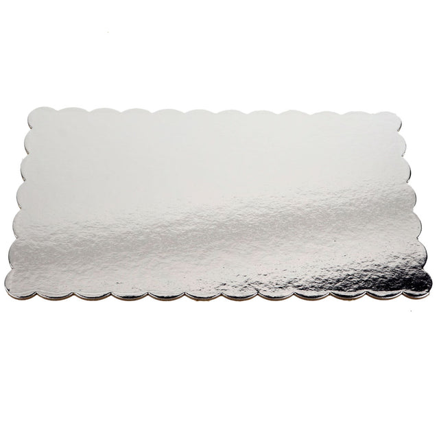 Silver Scalloped Log Cake Boards, 11.75" x 6.5" - Pack of 5