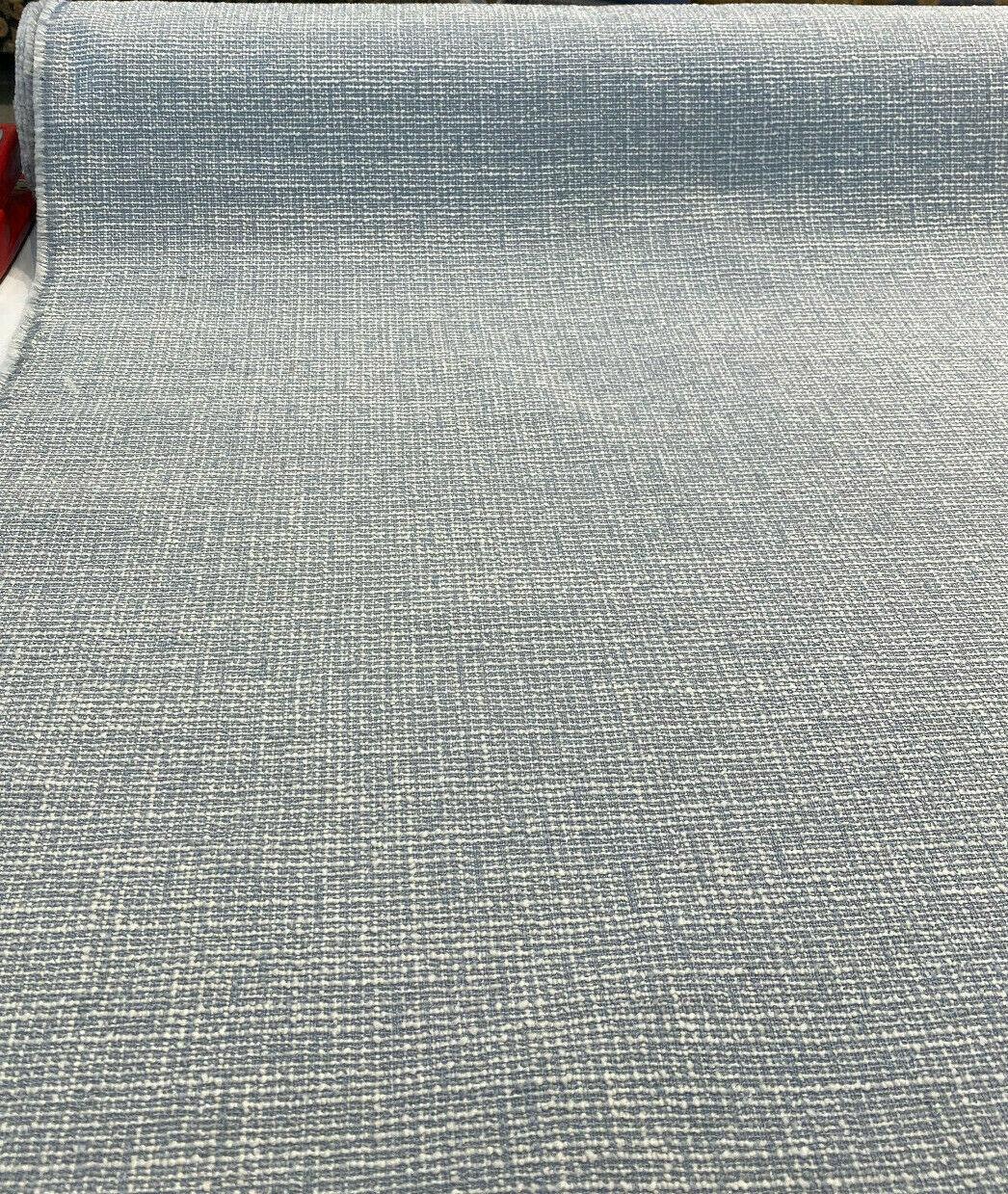 Rhapsody Blue Sky Latex Backed Chenille Tweed Upholstery Fabric - Sky Blue/Off White Beige Tweed, 55" Width (1 Yard)