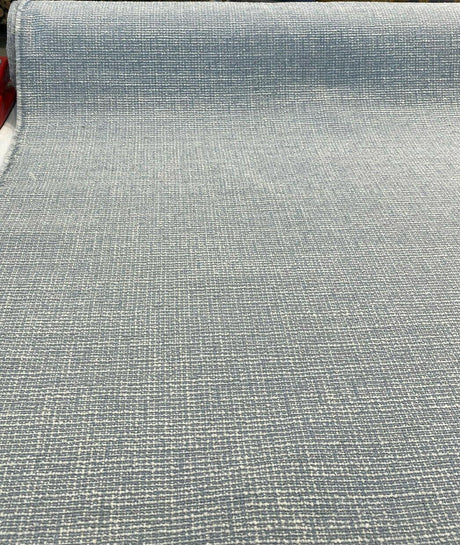 Rhapsody Blue Sky Latex Backed Chenille Tweed Upholstery Fabric - Sky Blue/Off White Beige Tweed, 55" Width (1 Yard)