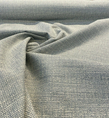 Rhapsody Blue Sky Latex Backed Chenille Tweed Upholstery Fabric - Sky Blue/Off White Beige Tweed, 55" Width (1 Yard)