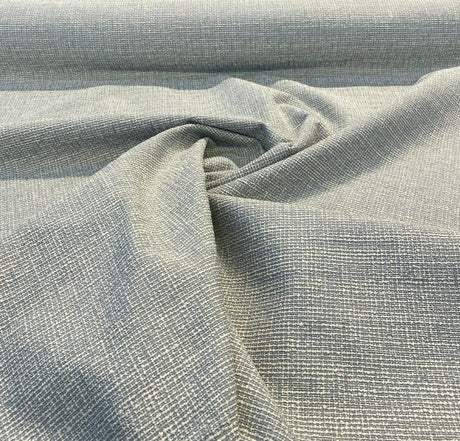 Rhapsody Blue Sky Latex Backed Chenille Tweed Upholstery Fabric - Sky Blue/Off White Beige Tweed, 55" Width (1 Yard)