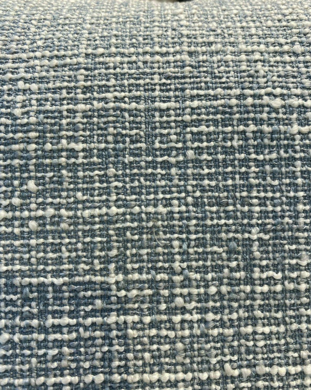 Rhapsody Blue Sky Latex Backed Chenille Tweed Upholstery Fabric - Sky Blue/Off White Beige Tweed, 55" Width (1 Yard)
