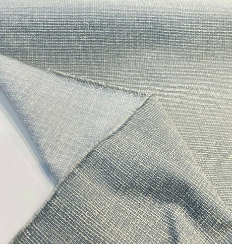 Rhapsody Blue Sky Latex Backed Chenille Tweed Upholstery Fabric - Sky Blue/Off White Beige Tweed, 55" Width (1 Yard)