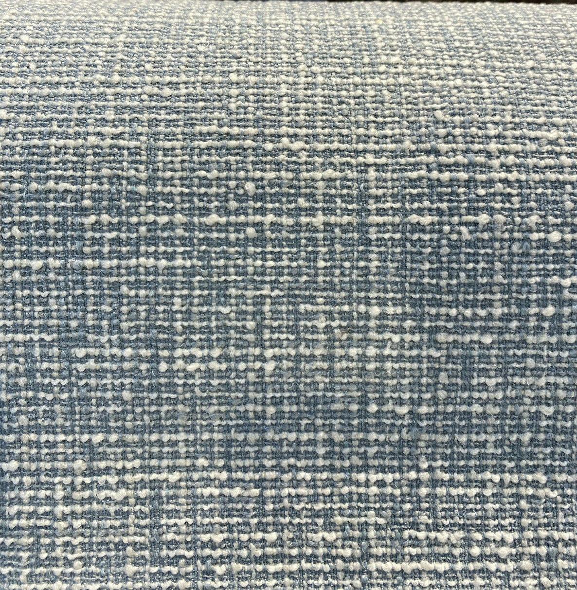 Rhapsody Blue Sky Latex Backed Chenille Tweed Upholstery Fabric - Sky Blue/Off White Beige Tweed, 55" Width (1 Yard)