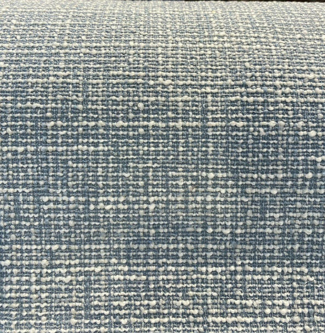 Rhapsody Blue Sky Latex Backed Chenille Tweed Upholstery Fabric - Sky Blue/Off White Beige Tweed, 55" Width (1 Yard)