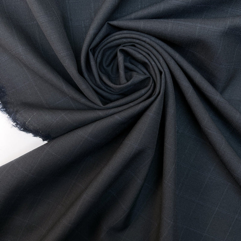 Wool Checked Blue Fabric