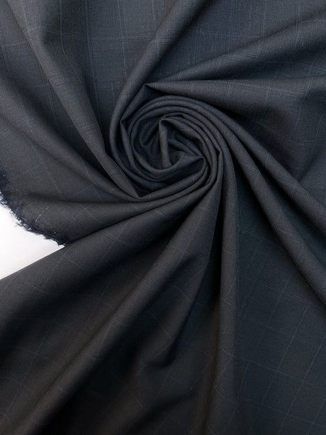 Wool Checked Blue Fabric