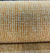 Rhapsody Chenille Upholstery Fabric - Tangerine Orange, Beige Off-White, Textured Tweed Feel, 55" Width (1 Yard)