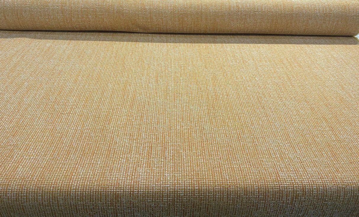 Rhapsody Chenille Upholstery Fabric - Tangerine Orange, Beige Off-White, Textured Tweed Feel, 55" Width (1 Yard)