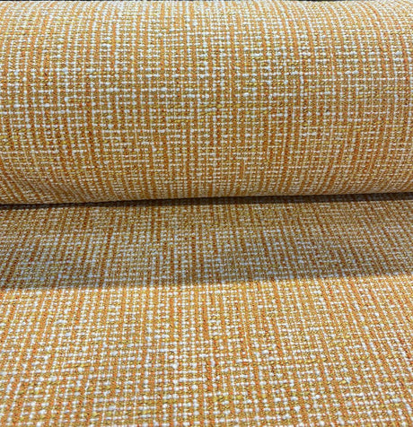 Rhapsody Chenille Upholstery Fabric - Tangerine Orange, Beige Off-White, Textured Tweed Feel, 55" Width (1 Yard)