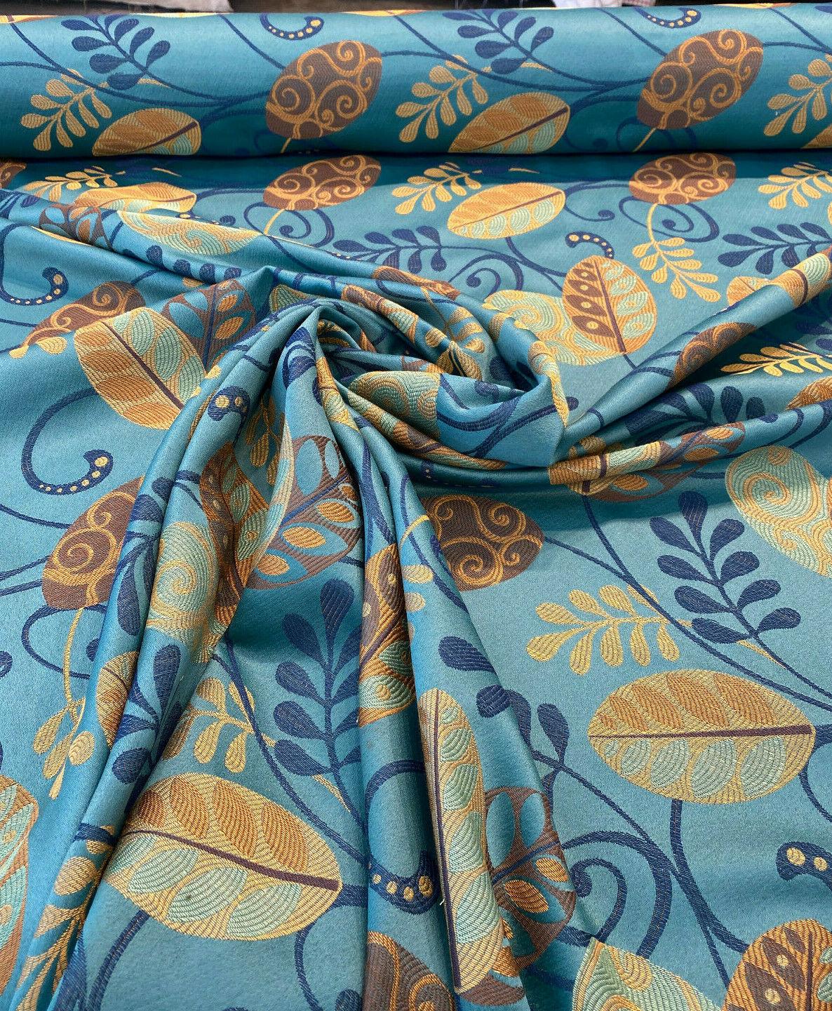 Cultivate Barrow Jacquard Fabric - Teal Floral, 13-1/2" Horizontal Repeat, 13-7/8" Vertical Repeat (1 Yard)