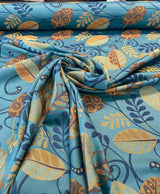 Cultivate Barrow Jacquard Fabric - Teal Floral, 13-1/2" Horizontal Repeat, 13-7/8" Vertical Repeat (1 Yard)
