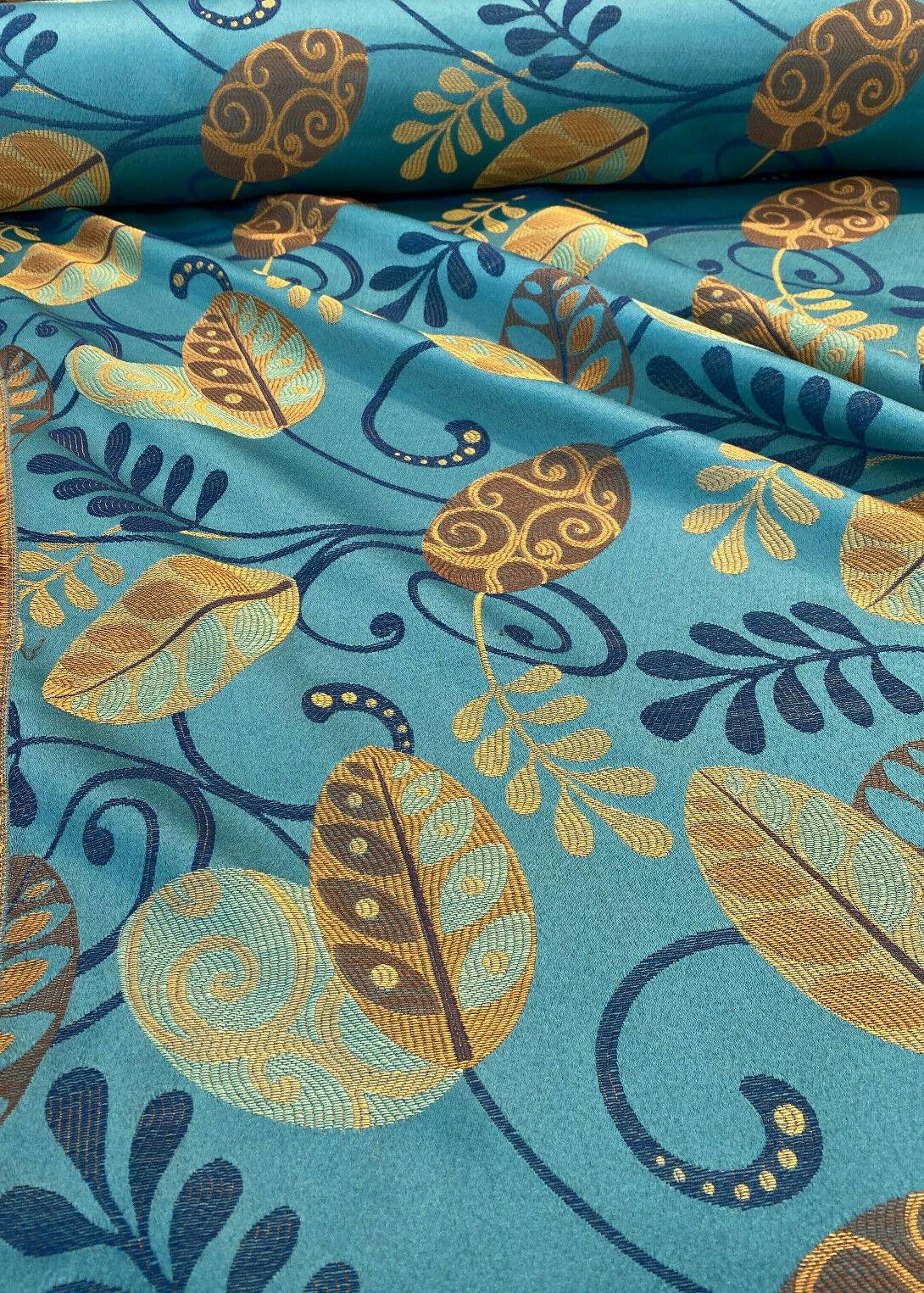 Cultivate Barrow Jacquard Fabric - Teal Floral, 13-1/2" Horizontal Repeat, 13-7/8" Vertical Repeat (1 Yard)