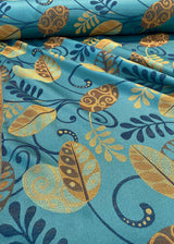 Cultivate Barrow Jacquard Fabric - Teal Floral, 13-1/2" Horizontal Repeat, 13-7/8" Vertical Repeat (1 Yard)