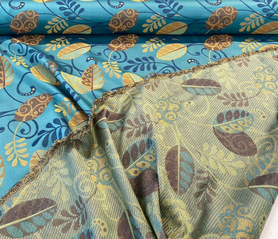 Cultivate Barrow Jacquard Fabric - Teal Floral, 13-1/2" Horizontal Repeat, 13-7/8" Vertical Repeat (1 Yard)