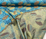 Cultivate Barrow Jacquard Fabric - Teal Floral, 13-1/2" Horizontal Repeat, 13-7/8" Vertical Repeat (1 Yard)