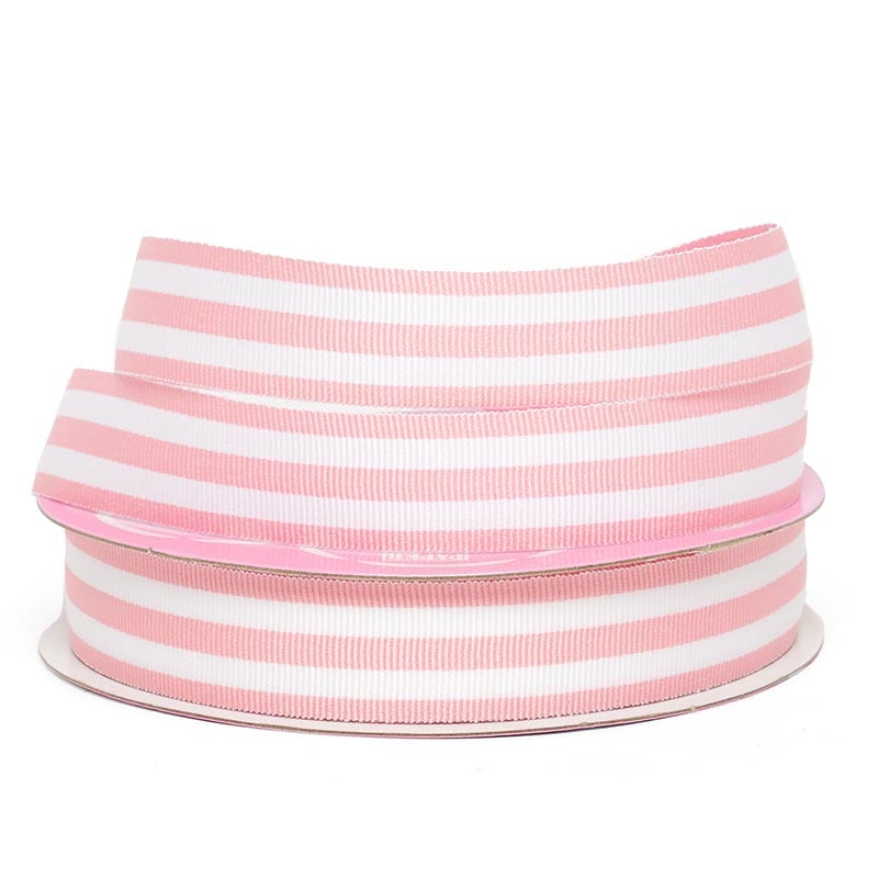 Light Pink Jenna Striped Grosgrain Ribbon – 5/8" x 25 Yards (1 Roll)