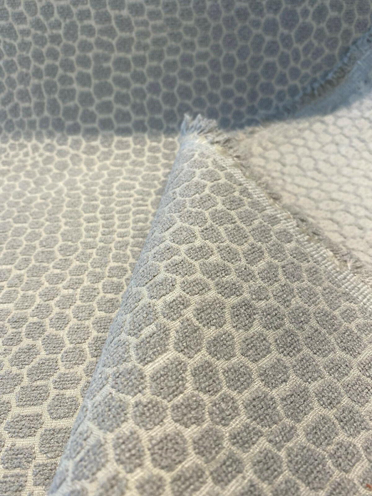 Hedley Silver Barrow Chenille Upholstery Fabric - Silver With Off White Background, 56" Width (1 Yard)