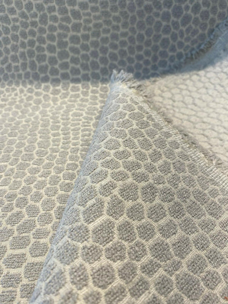 Hedley Silver Barrow Chenille Upholstery Fabric - Silver With Off White Background, 56" Width (1 Yard)