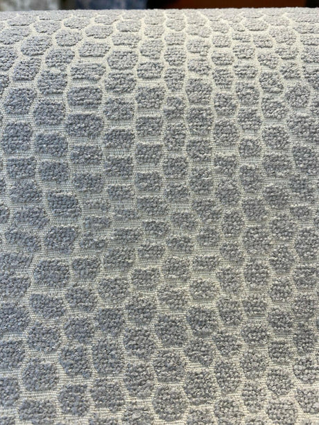 Hedley Silver Barrow Chenille Upholstery Fabric - Silver With Off White Background, 56" Width (1 Yard)